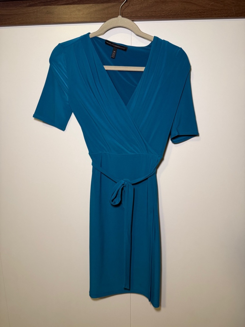 White House Black Market Teal Wrap Midi Dress